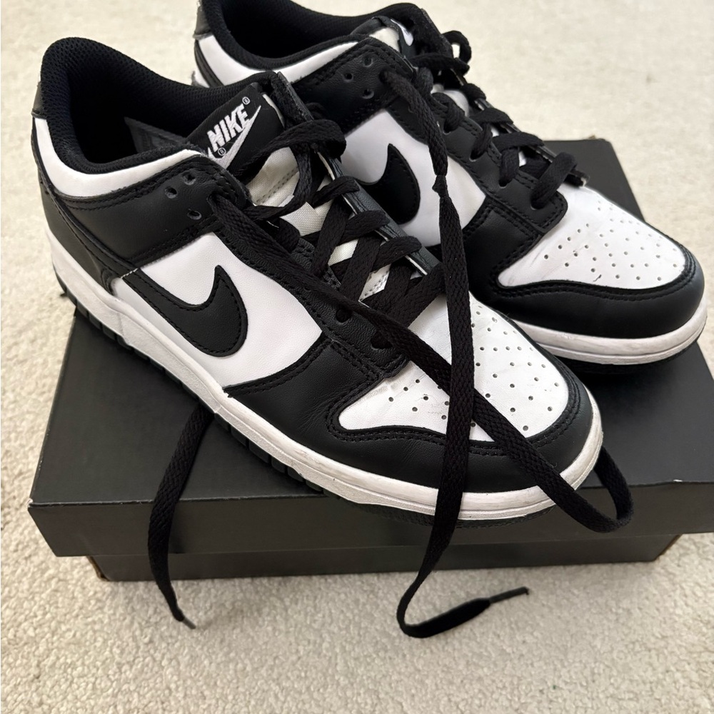 Nike Panda Dunks Black and White Sneakers (boys 5.5Y, W 7.5)